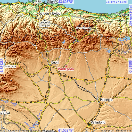 Topographic map of Valdepolo