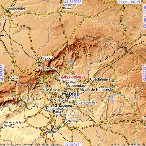 Topographic map of Valdepiélagos