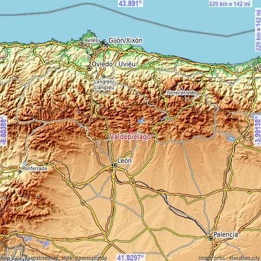 Topographic map of Valdepiélago