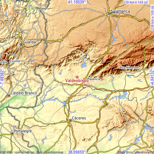 Topographic map of Valdeobispo