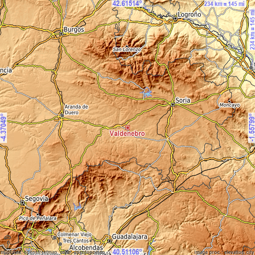 Topographic map of Valdenebro