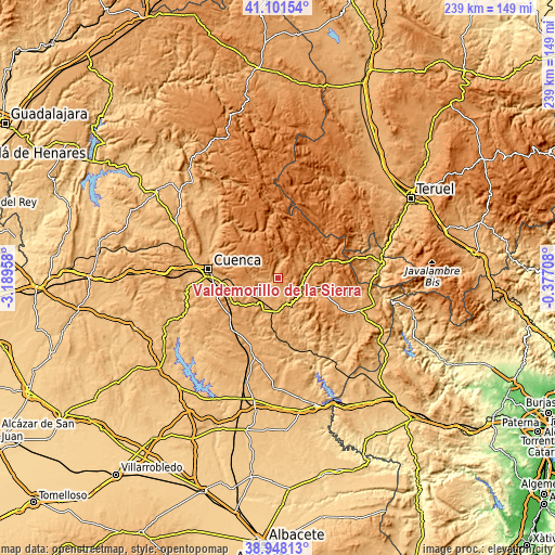 Topographic map of Valdemorillo de la Sierra