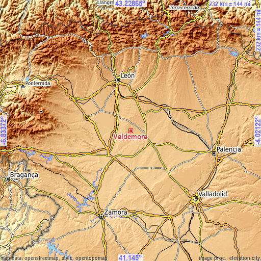 Topographic map of Valdemora