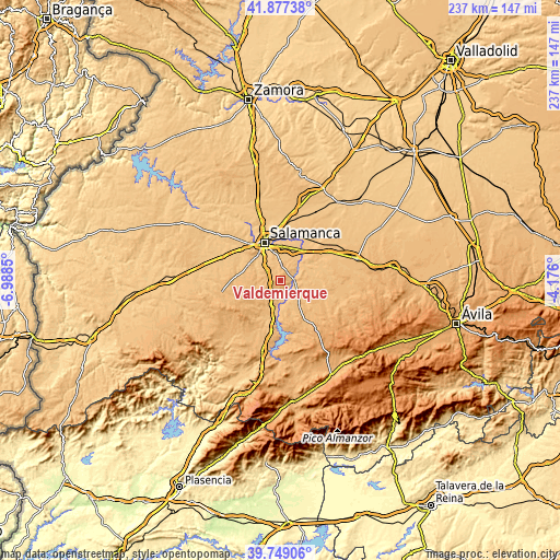 Topographic map of Valdemierque