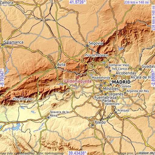 Topographic map of Valdemaqueda