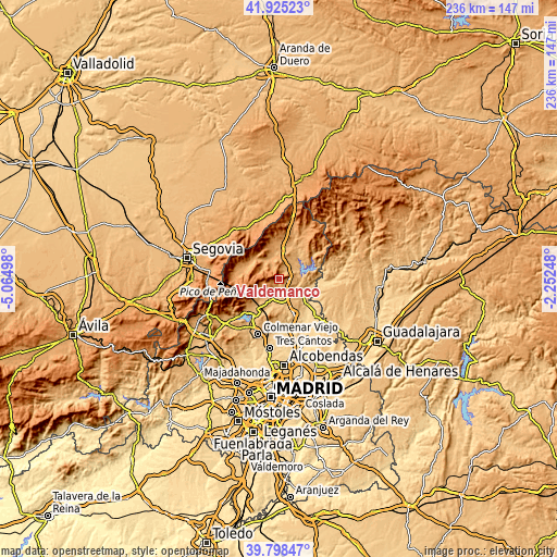 Topographic map of Valdemanco