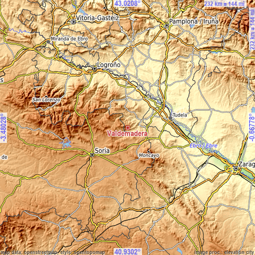 Topographic map of Valdemadera