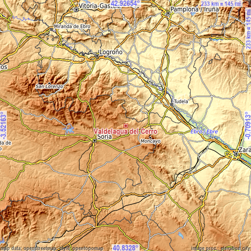 Topographic map of Valdelagua del Cerro