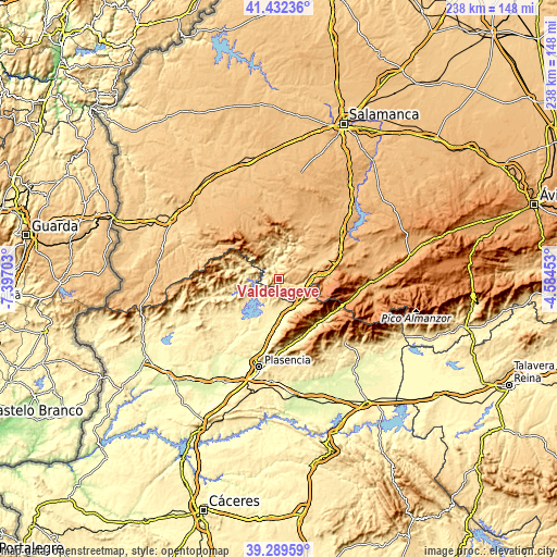 Topographic map of Valdelageve