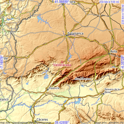 Topographic map of Valdelacasa