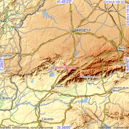 Topographic map of Valdehijaderos