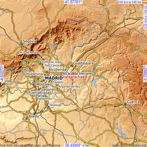Topographic map of Valdarachas