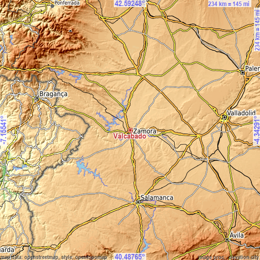 Topographic map of Valcabado