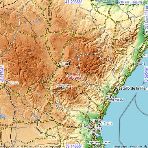 Topographic map of Valbona