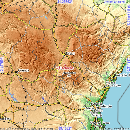 Topographic map of Valacloche