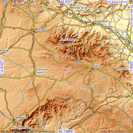 Topographic map of Vadillo