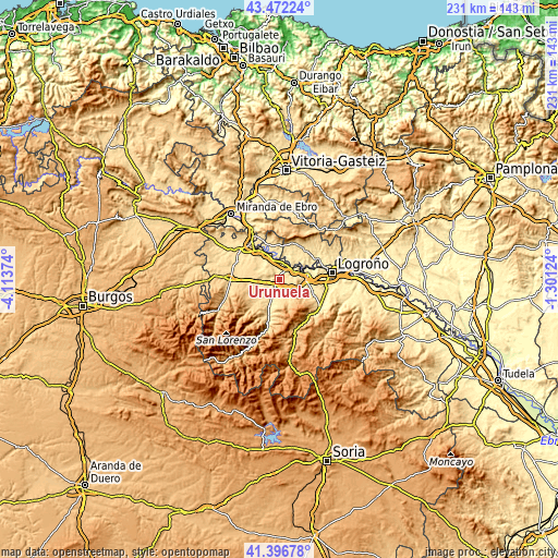 Topographic map of Uruñuela