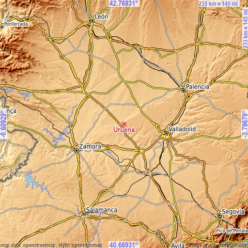 Topographic map of Urueña