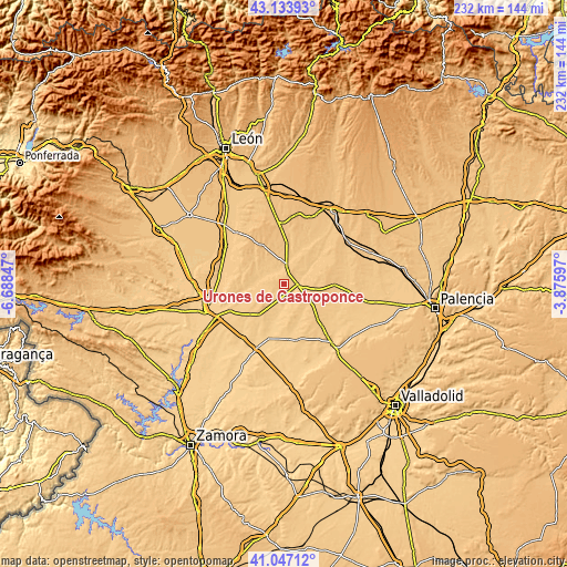 Topographic map of Urones de Castroponce