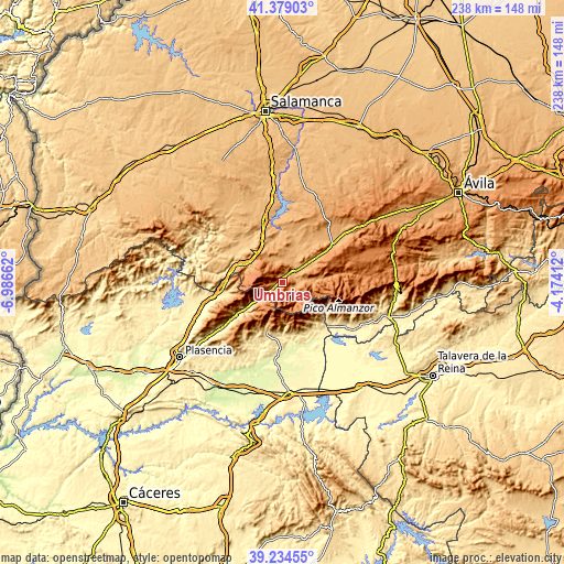 Topographic map of Umbrías