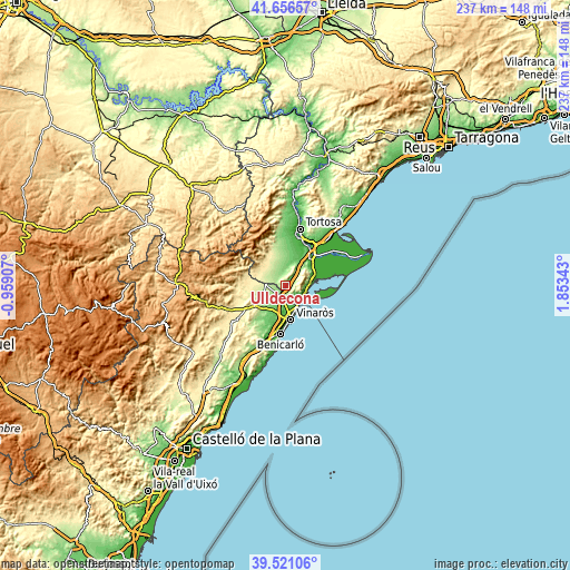 Topographic map of Ulldecona