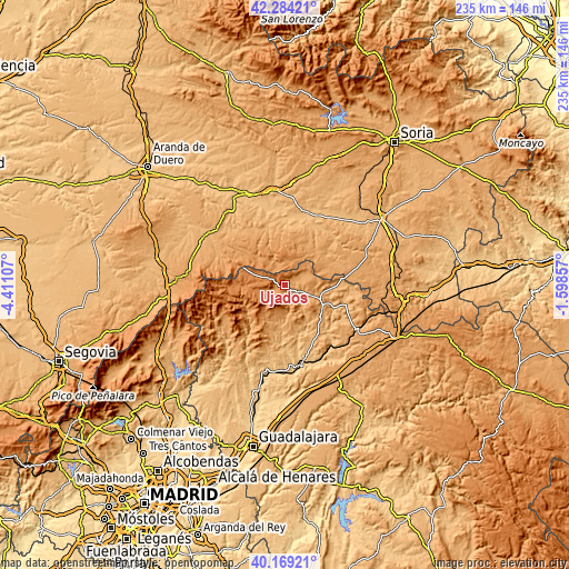 Topographic map of Ujados