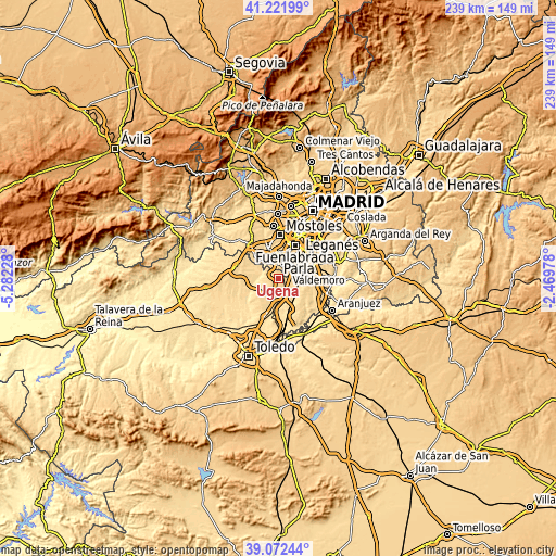 Topographic map of Ugena