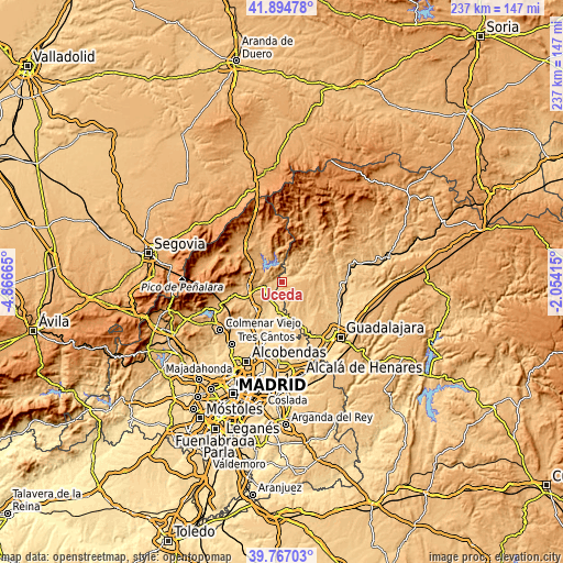 Topographic map of Uceda