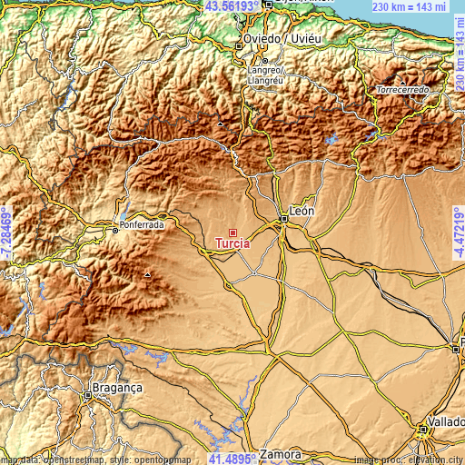 Topographic map of Turcia