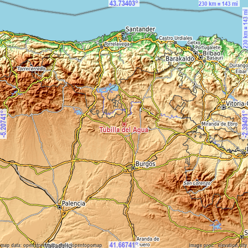 Topographic map of Tubilla del Agua