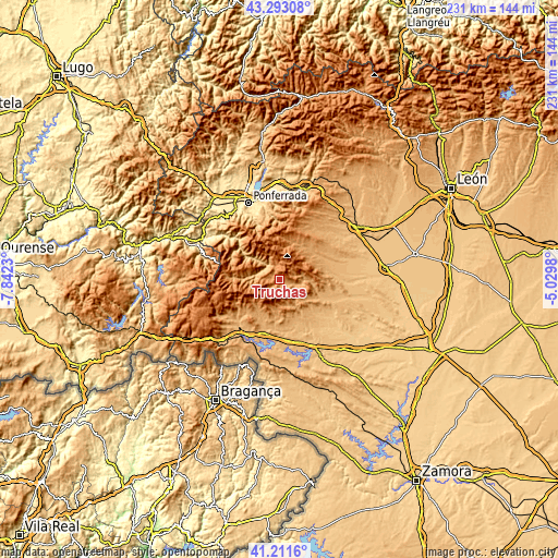 Topographic map of Truchas