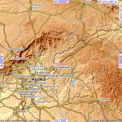 Topographic map of Trijueque