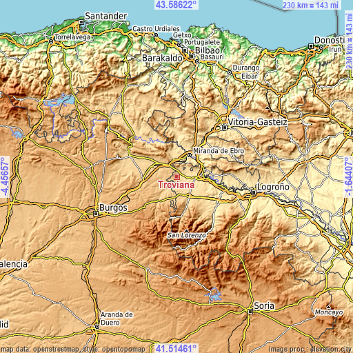 Topographic map of Treviana