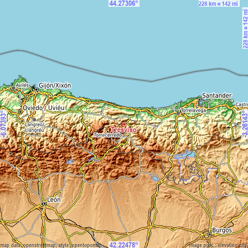 Topographic map of Tresviso