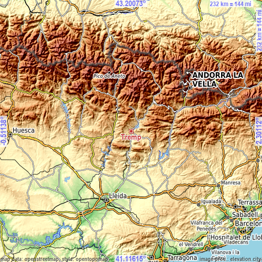 Topographic map of Tremp