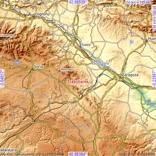 Topographic map of Trasobares