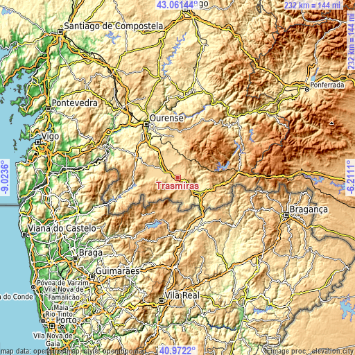 Topographic map of Trasmiras