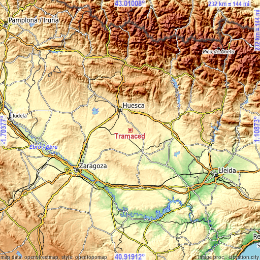 Topographic map of Tramaced