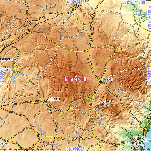 Topographic map of Tramacastilla