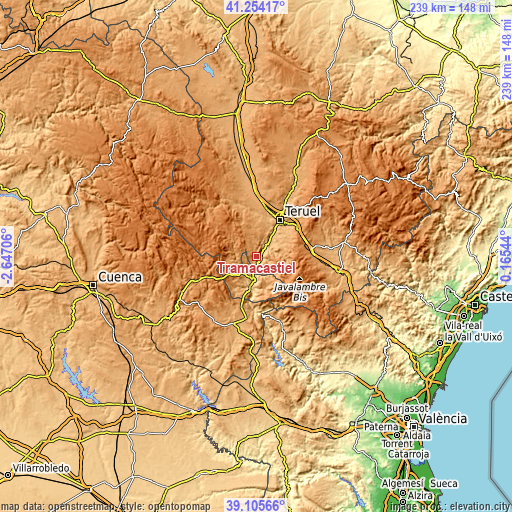 Topographic map of Tramacastiel