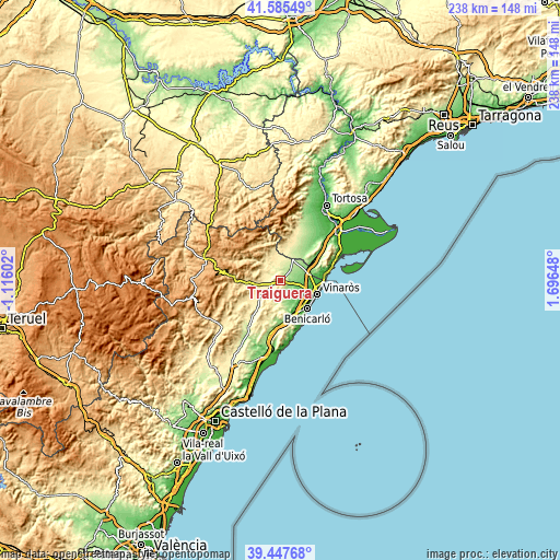 Topographic map of Traiguera