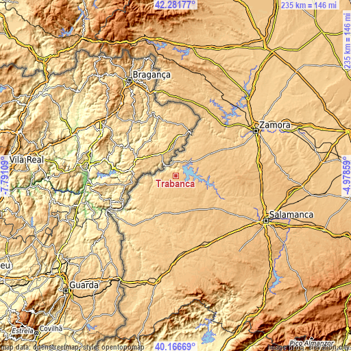 Topographic map of Trabanca