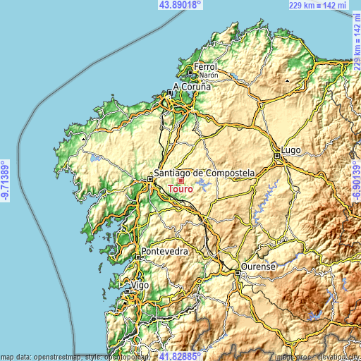 Topographic map of Touro