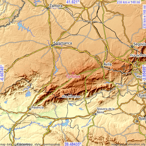 Topographic map of Tórtoles