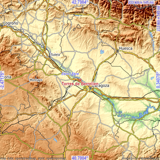 Topographic map of Torres de Berrellén