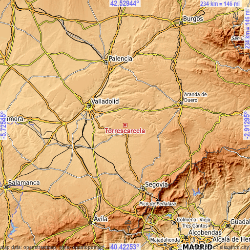 Topographic map of Torrescárcela