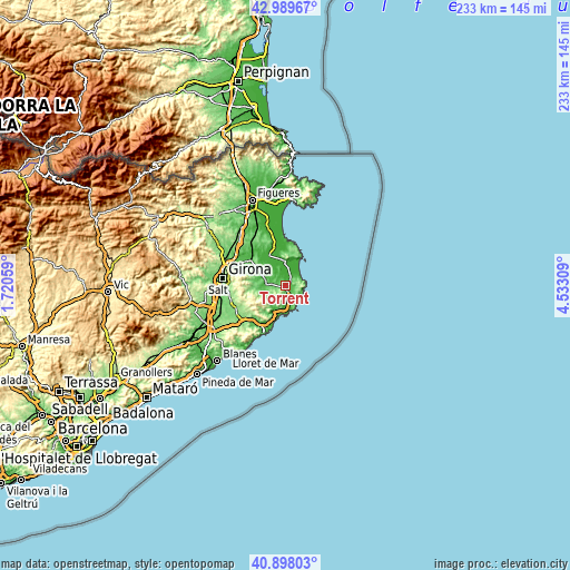 Topographic map of Torrent