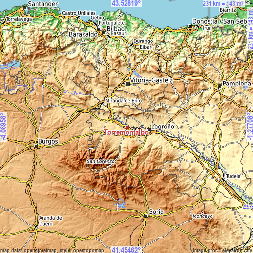 Topographic map of Torremontalbo