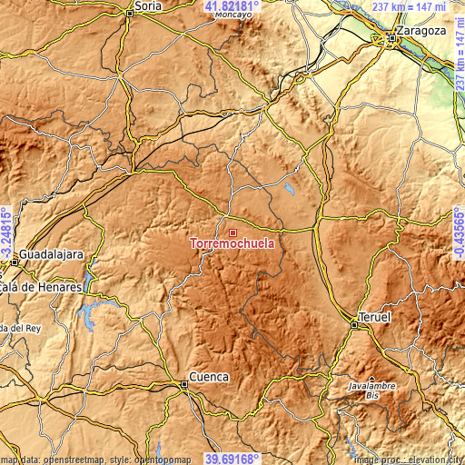 Topographic map of Torremochuela