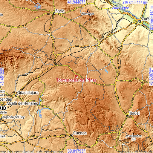 Topographic map of Torremocha del Pinar